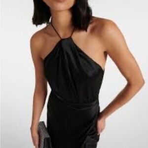 Elegant Black Halter Dress asymmetrical